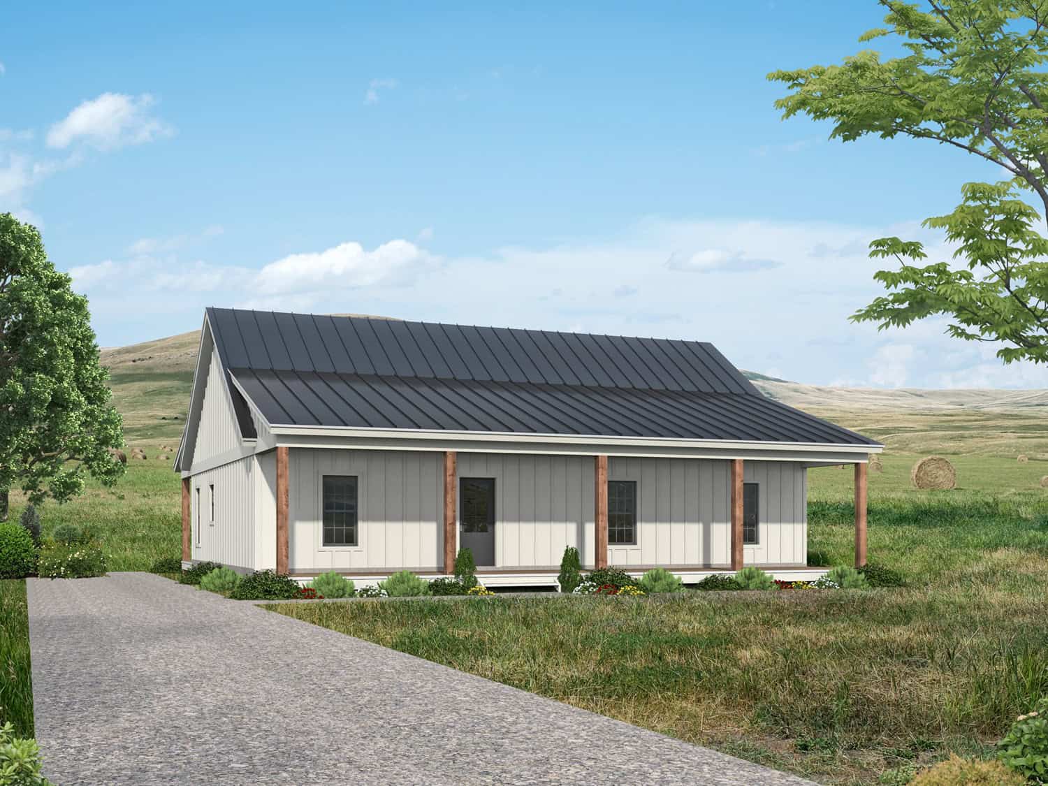 3-Bedroom, 1564 Sq Ft Farmhouse Home Plan - 196-1949 - Main Exterior