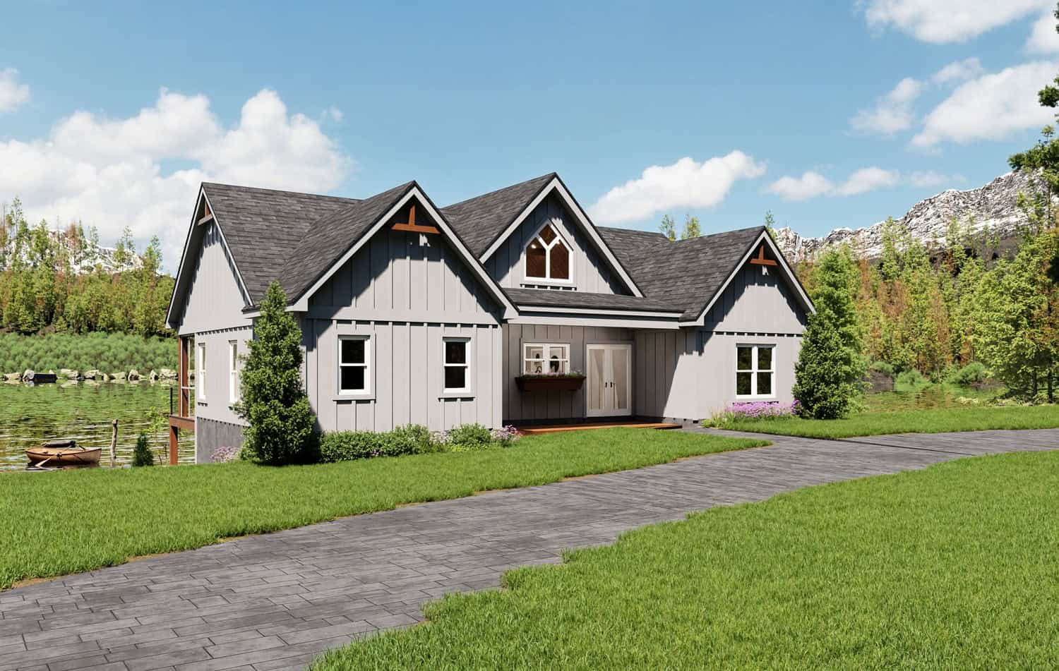 3-Bedroom, 1614 Sq Ft Lake Home Plan - 196-1951 - Main Exterior