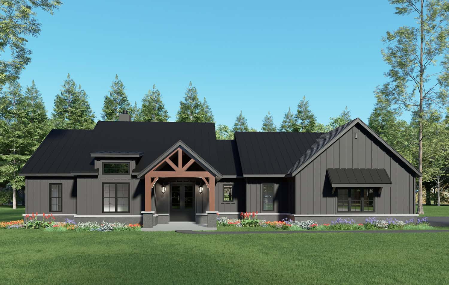 3-Bedroom, 2450 Sq Ft Farmhouse Home Plan - 196-1957 - Main Exterior