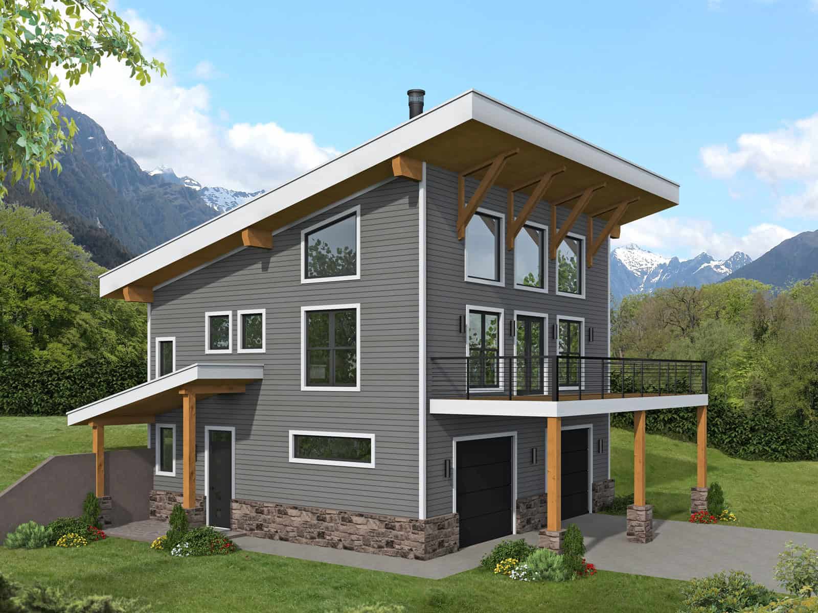 2-Bedroom, 1488 Sq Ft Modern Home Plan - 196-1965 - Main Exterior