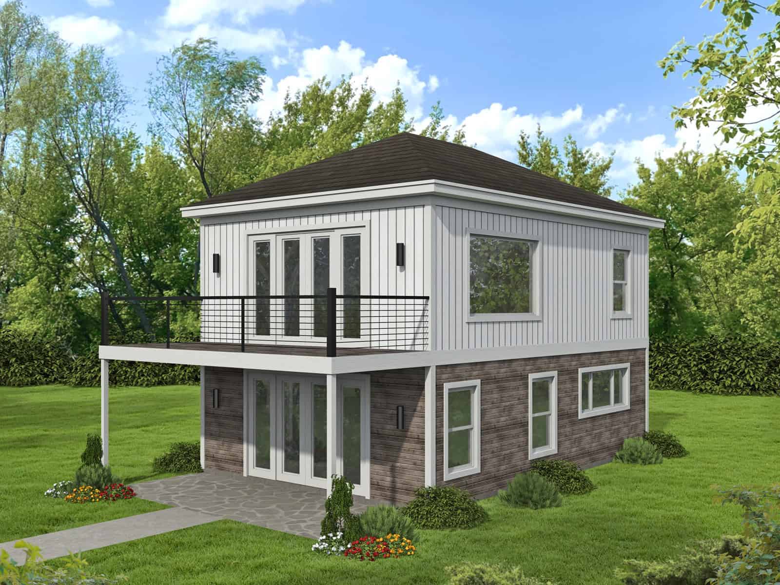 1-Bedroom, 1154 Sq Ft Modern Home Plan - 196-1974 - Main Exterior