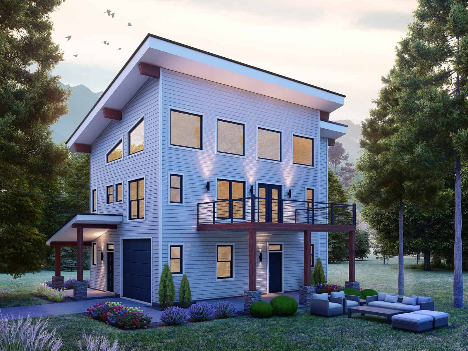 3-Bedroom, 2147 Sq Ft Modern Home Plan - 196-1975 - Main Exterior