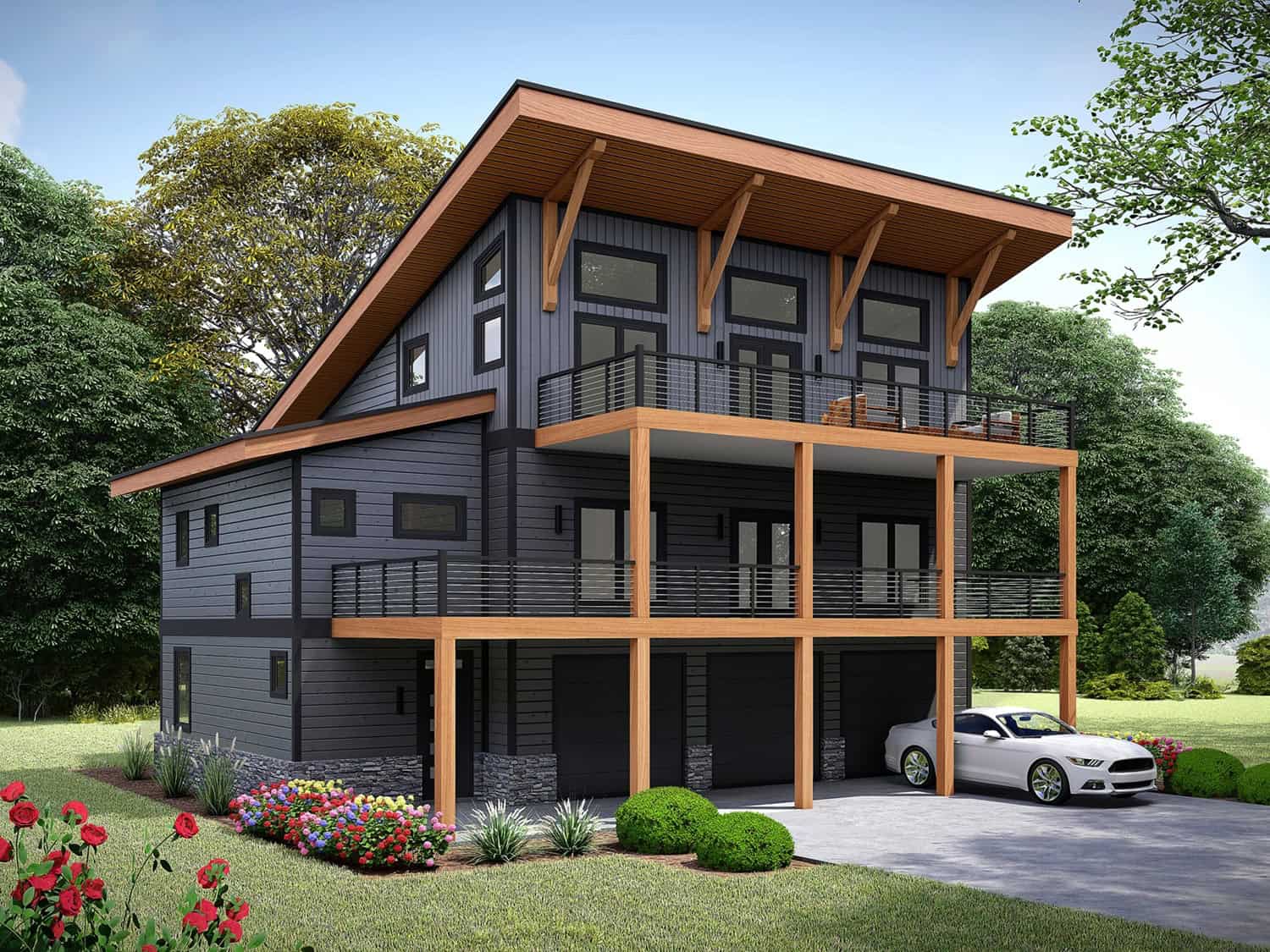 3-Bedroom, 3009 Sq Ft Modern Home Plan - 196-1978 - Main Exterior