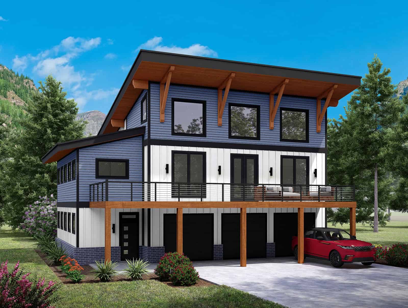 3-Bedroom, 2358 Sq Ft Modern House Plan - 196-1980 - Front Exterior