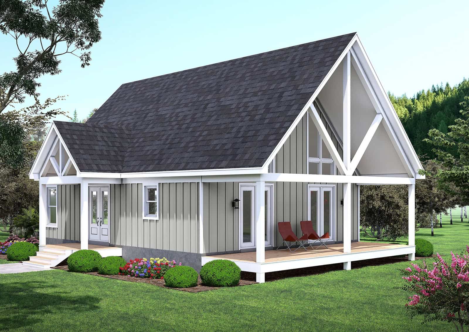 1-Bedroom, 1757 Sq Ft A Frame Home Plan - 196-1985 - Main Exterior