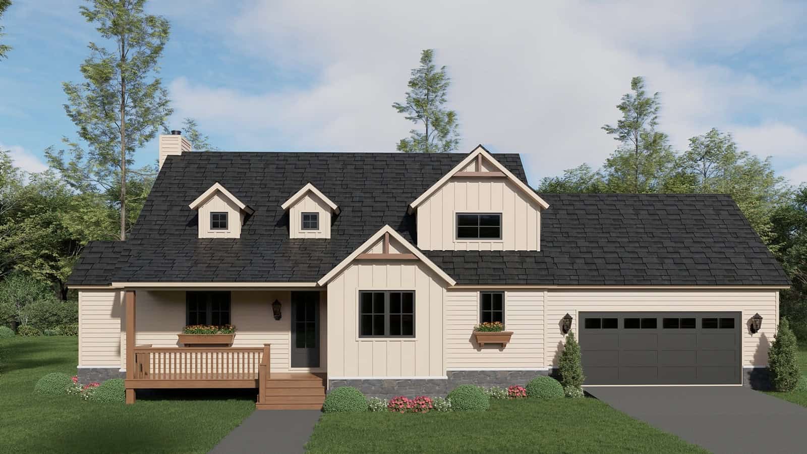 3-Bedroom, 2523 Sq Ft Modern Farmhouse House Plan - 196-1997 - Front Exterior