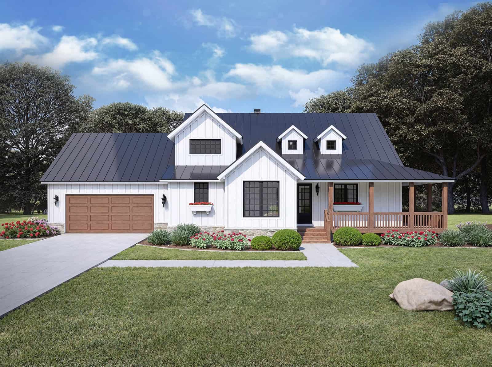 4-Bedroom, 2321 Sq Ft Modern Farmhouse Home Plan - 196-2002 - Main Exterior