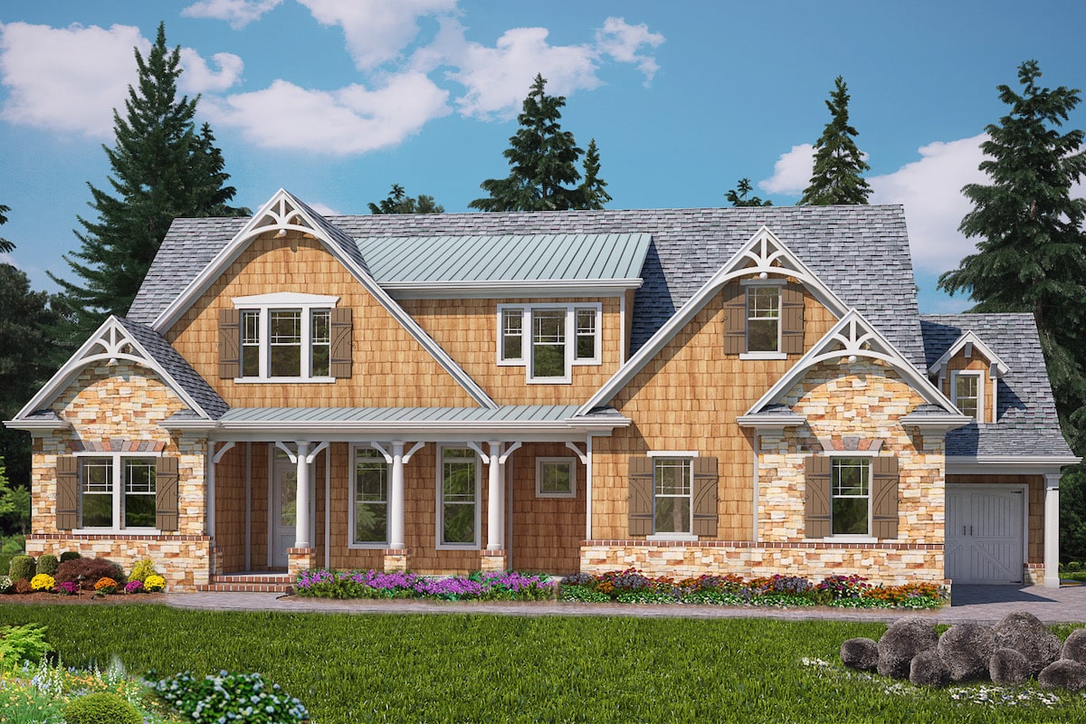 4-Bedroom, 3995 Sq Ft Arts and Crafts House Plan - 198-1084 - Front Exterior