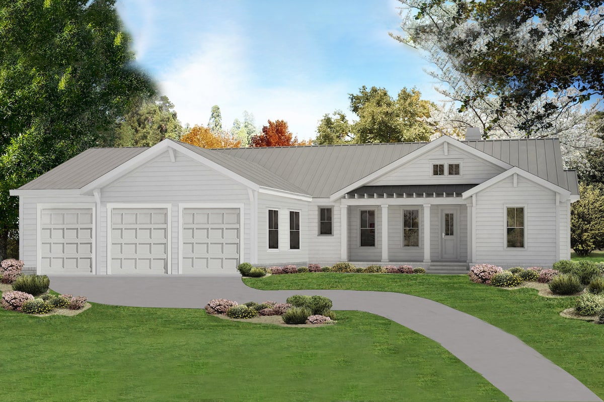 3-Bedroom, 1946 Sq Ft Cottage Home Plan - 198-1091 - Main Exterior