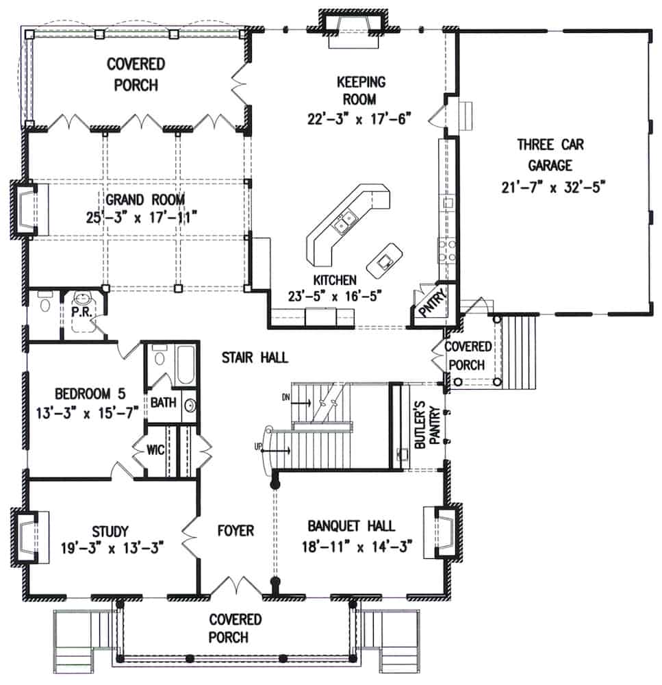 Georgian Floor Plan - 5 Bedrms, 5.5 Baths - 5693 Sq Ft - Plan #198-1152