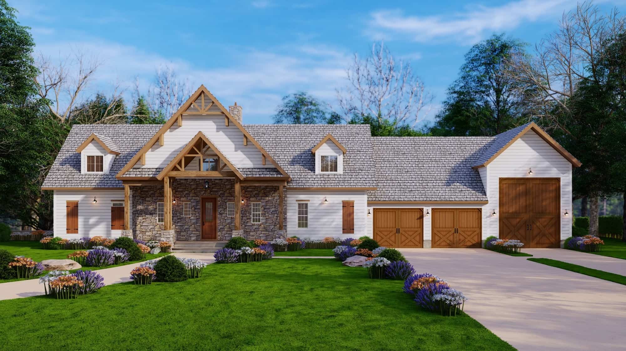 3-Bedroom, 2142 Sq Ft Barn Style Home Plan - 198-1165 - Main Exterior