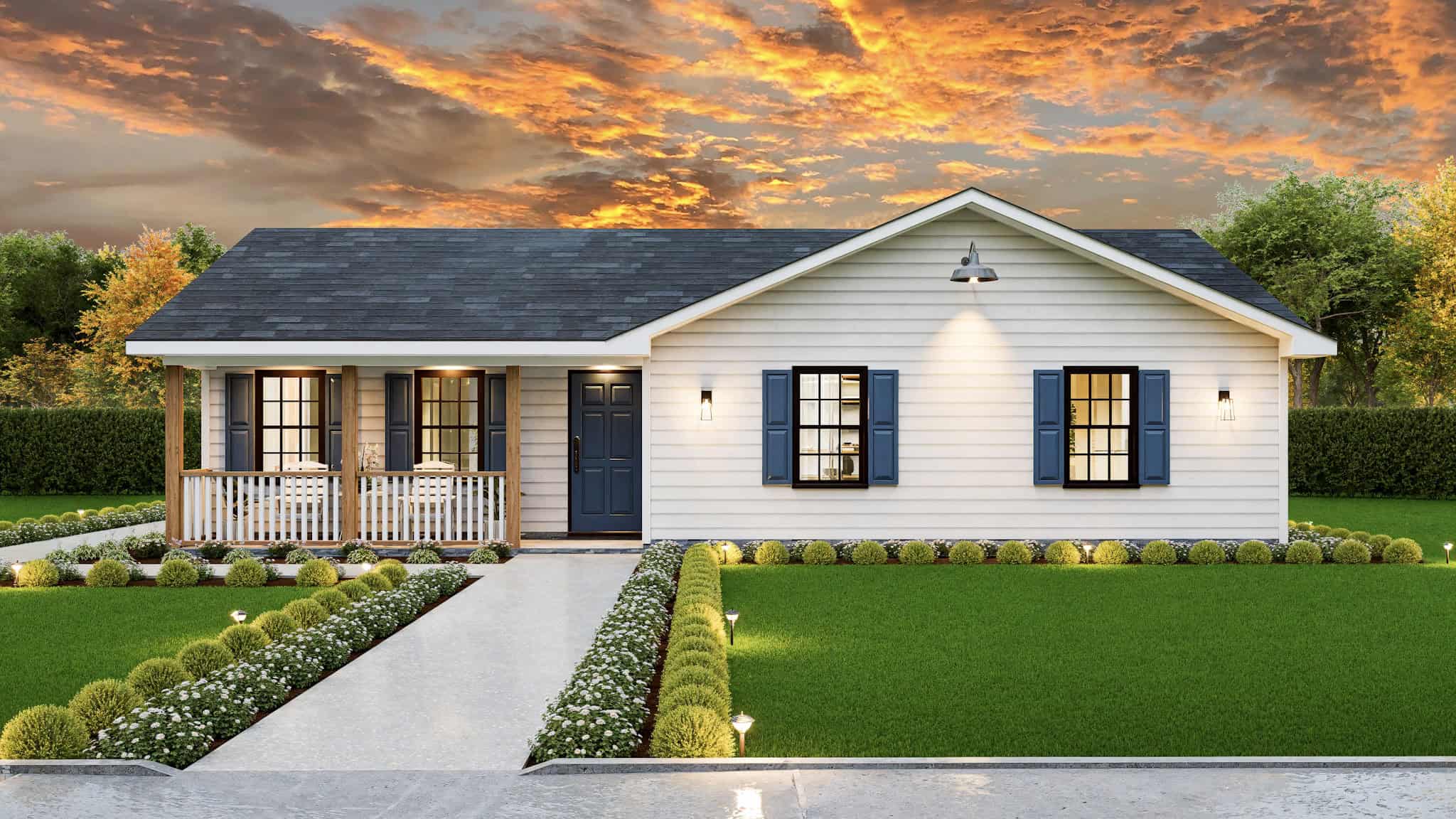 Ranch Home Plan - 3 Bedrms, 2 Baths - 1157 Sq Ft - #198-1193