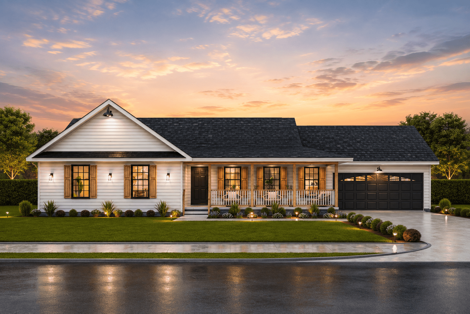 Traditional Ranch home with covered front porch, prominent gable roof, and lap siding exterior - Plan #198-1238