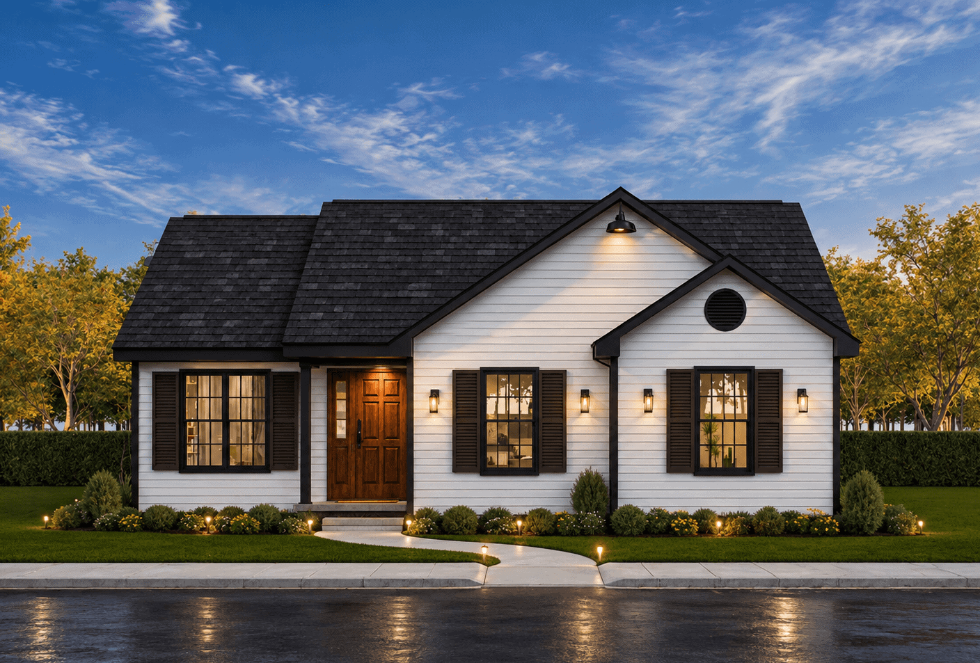 Ranch house plan with covered front porch, lap siding, and gable roof. 3 beds, 1,067 sq ft - Plan #198-1242