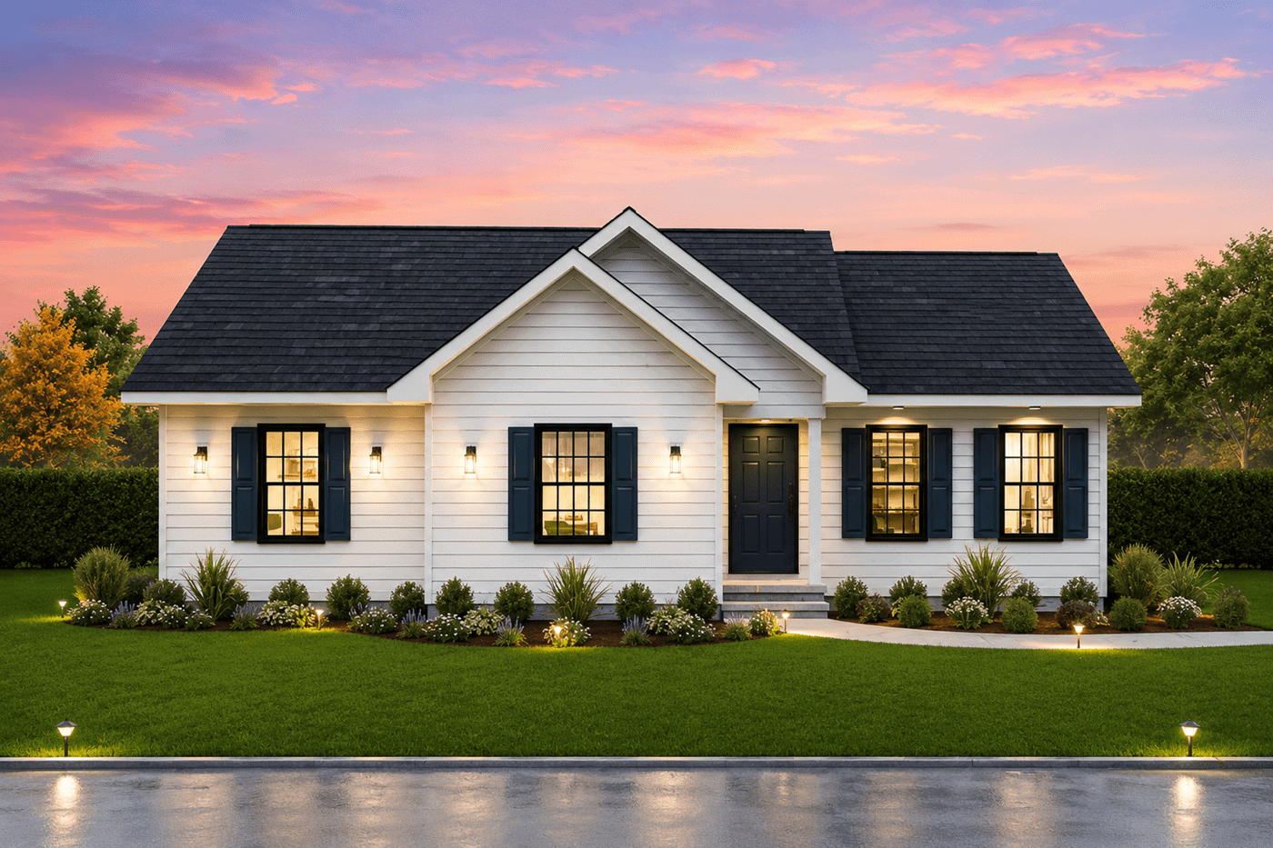 Traditional home with gable roof, covered front porch, and vinyl siding. 3 bedrooms, 2 baths, 1,163 sq ft - Plan #198-1265