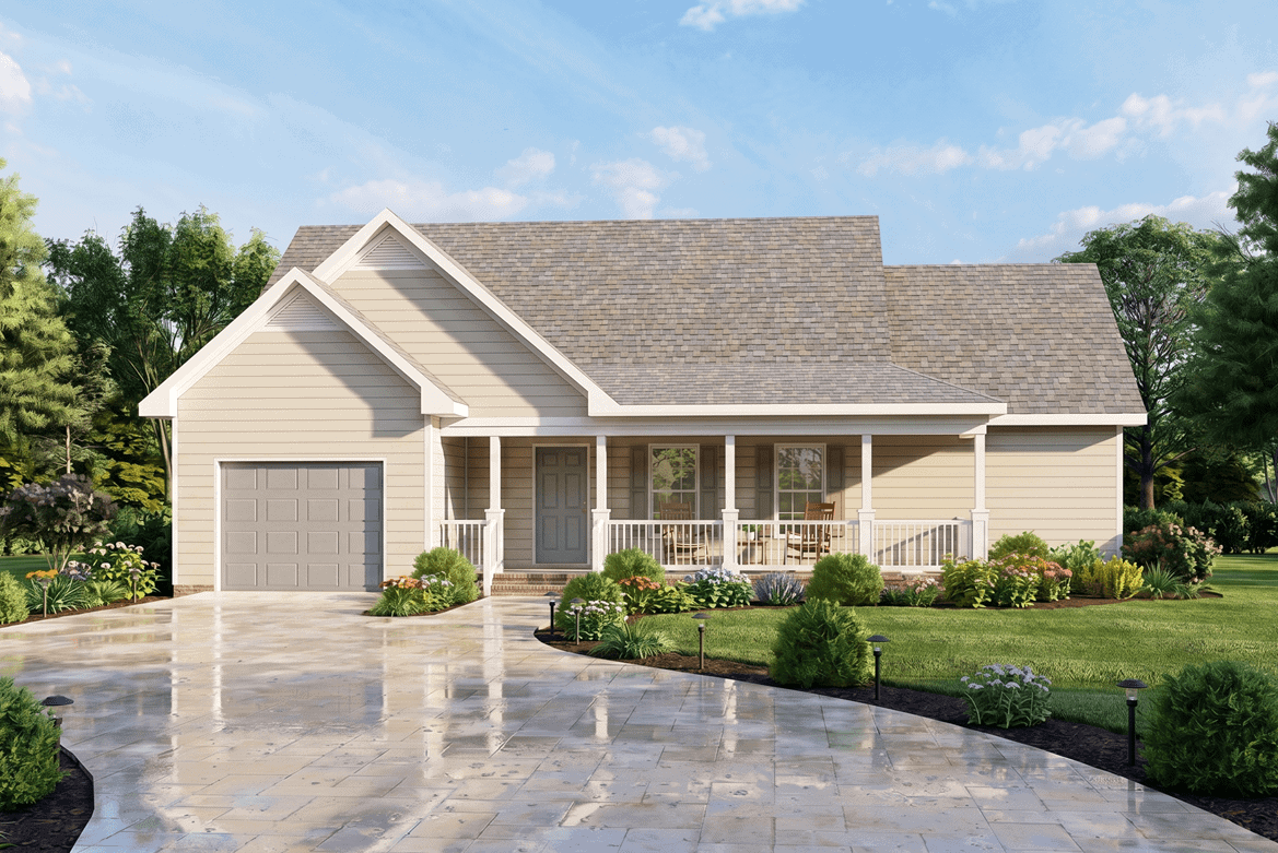 3-Bedroom, 1251 Sq Ft Country Home Plan - 198-1266 - Main Exterior