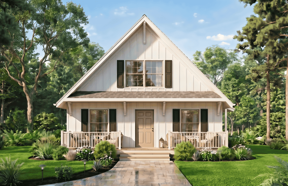 3-Bedroom, 1177 Sq Ft 1 1/2 Story House Plan - 198-1278 - Front Exterior