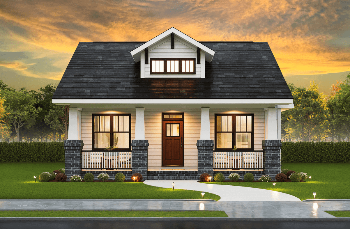 3-Bedroom, 1382 Sq Ft Craftsman Home Plan - 198-1281 - Main Exterior