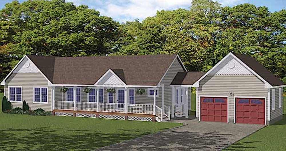 3-Bedroom, 1400 Sq Ft Ranch Home - Plan #200-1073 - Main Exterior