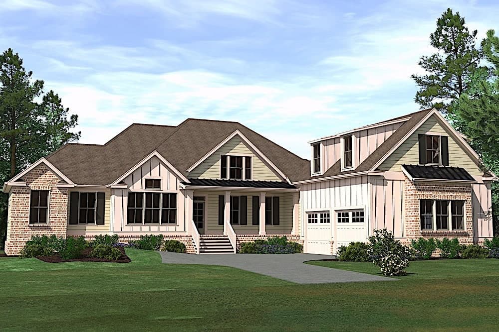 4-Bedroom, 3319 Sq Ft Farmhouse Home - Plan #201-1019 - Main Exterior