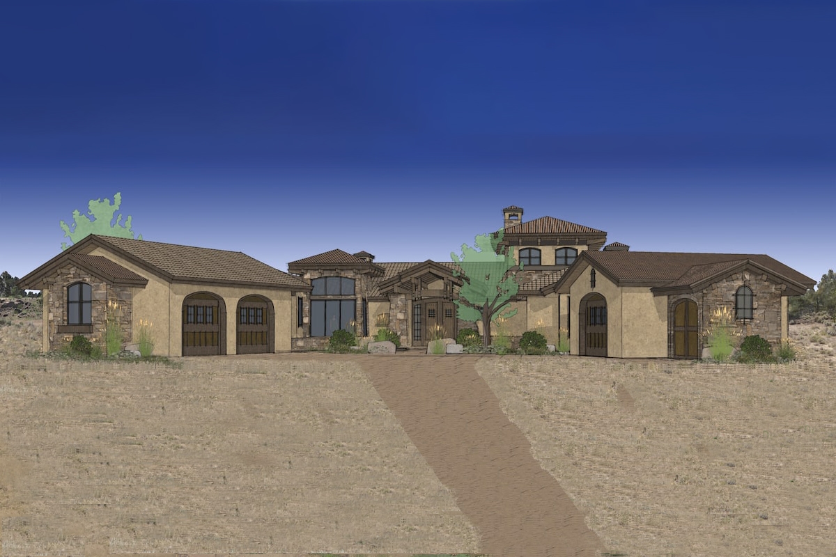 3-Bedroom, 3579 Sq Ft Mediterranean Home Plan - 202-1009 - Main Exterior