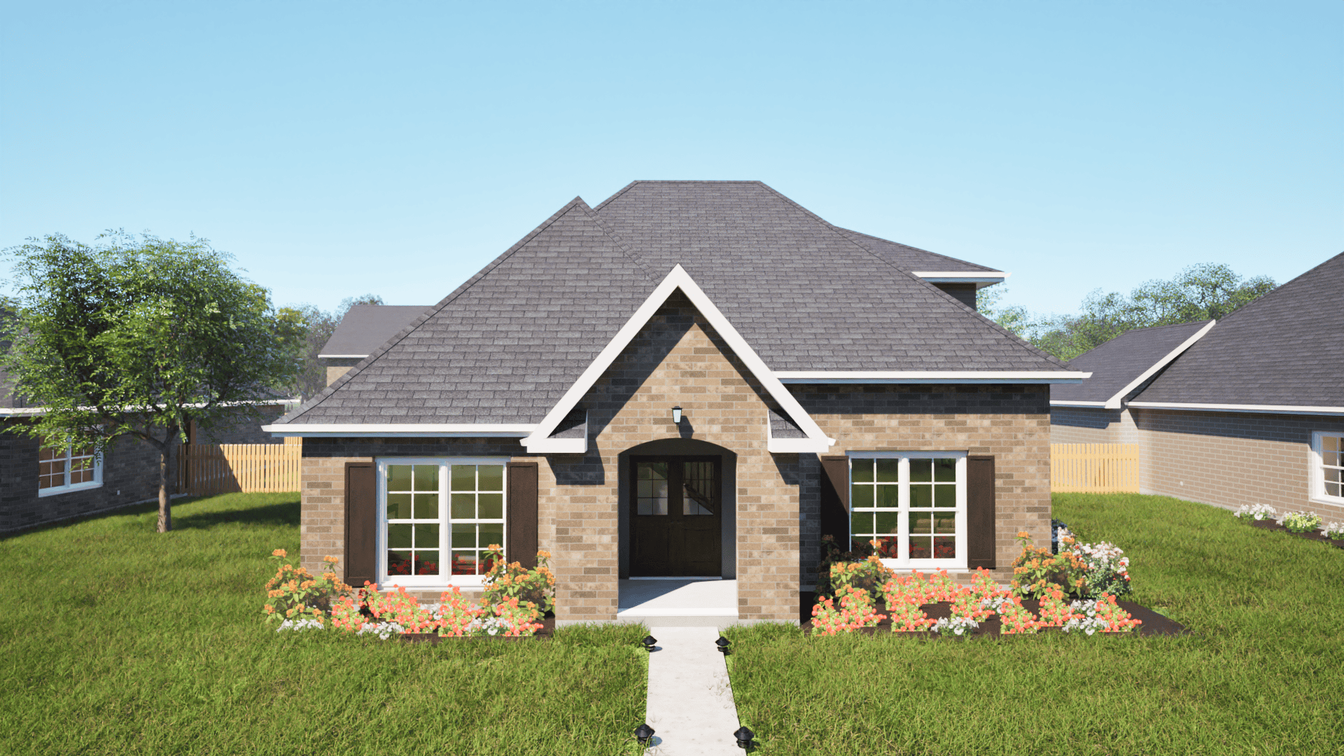 3-Bedroom, 1341 Sq Ft European Home Plan - 203-1008 - Main Exterior