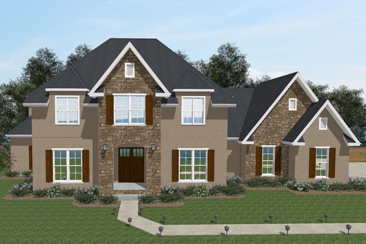 5-Bedroom, 3876 Sq Ft European House Plan - 203-1019 - Front Exterior