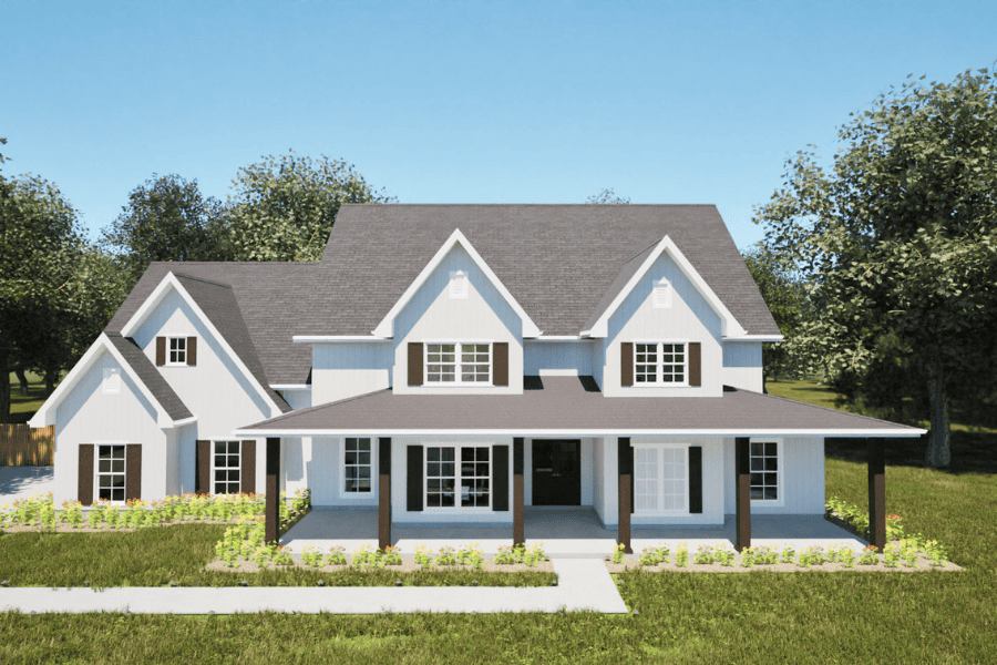 Farmhouse Home Plan - 5 Bedrms, 4 Baths - 3649 Sq Ft - #203-1047