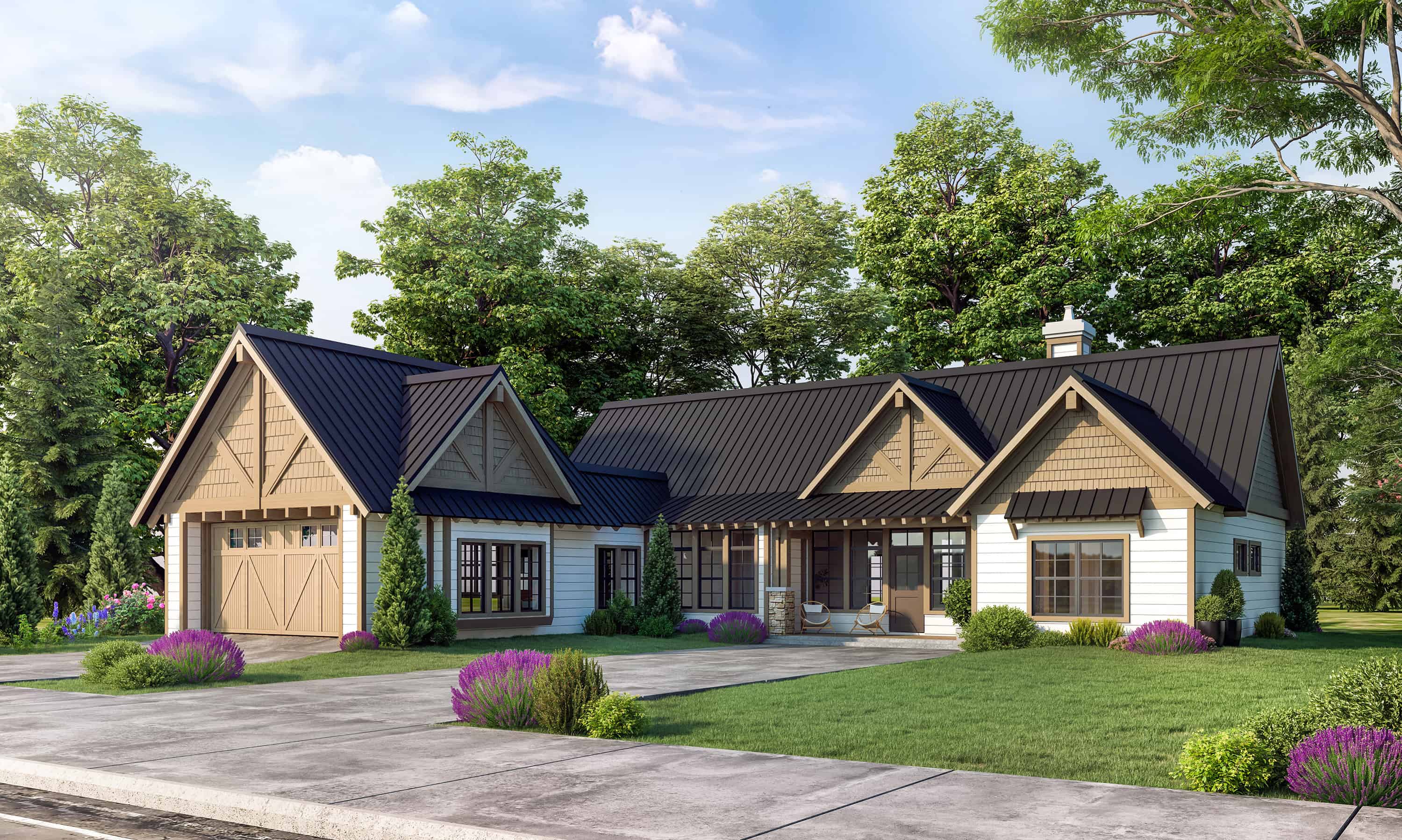 3-Bedroom, 1892 Sq Ft Modern Farmhouse Home Plan - 205-1230 - Main Exterior