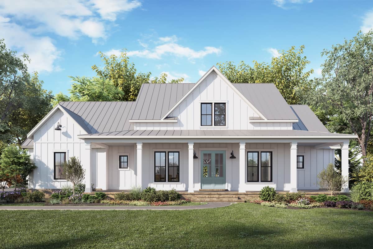 4-Bedroom, 3407 Sq Ft Modern Farmhouse Home Plan - 206-1035 - Main Exterior