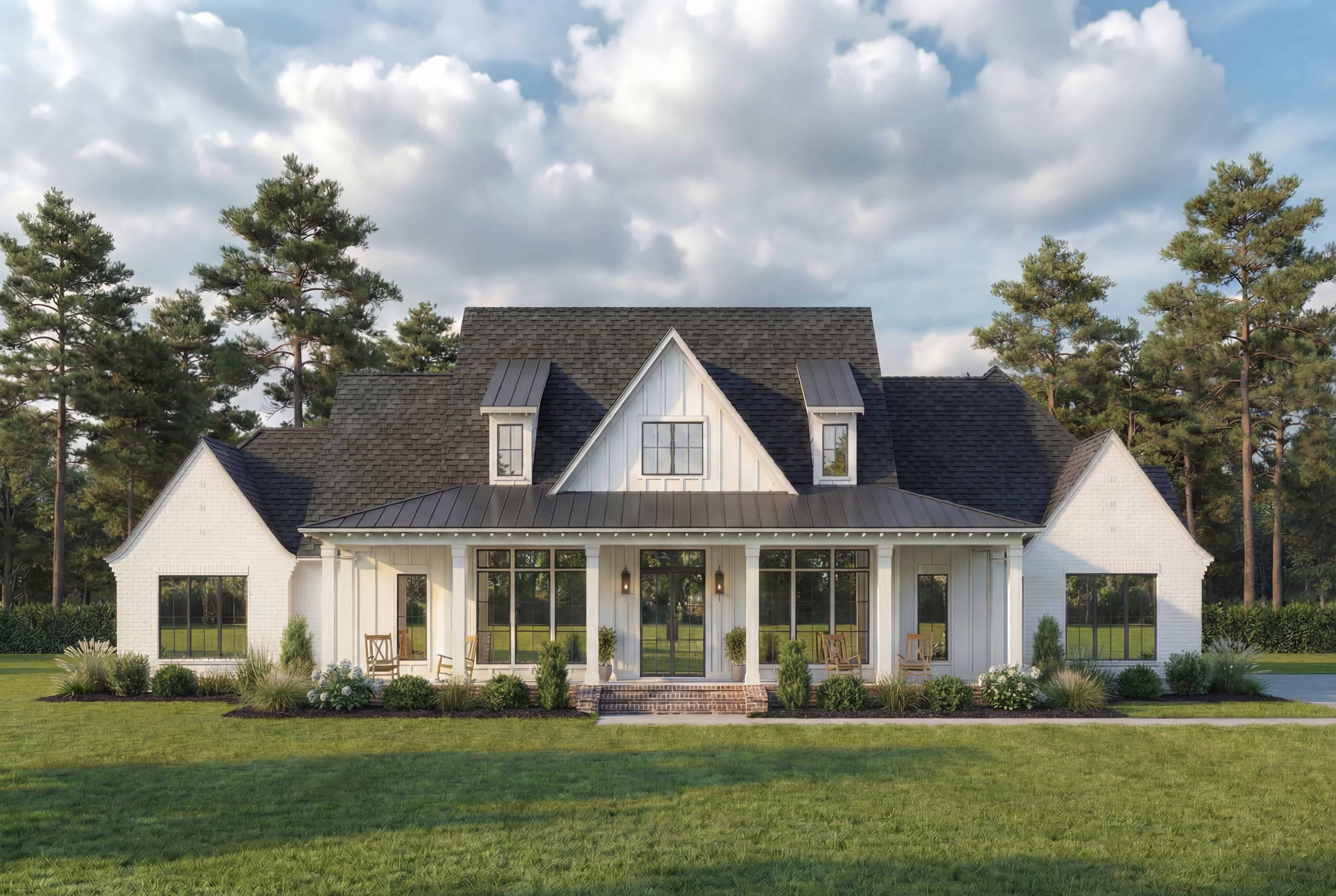 4-Bedroom, 3127 Sq Ft Modern Farmhouse House Plan - 206-1058 - Front Exterior