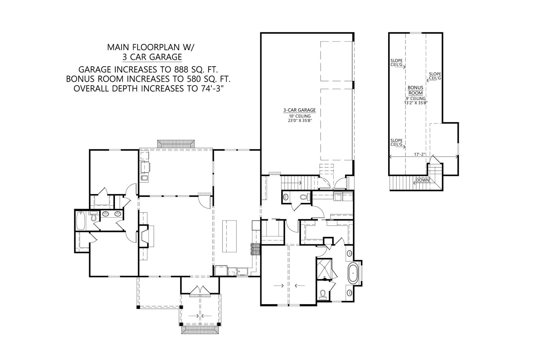 3-Car Garage Option Layout