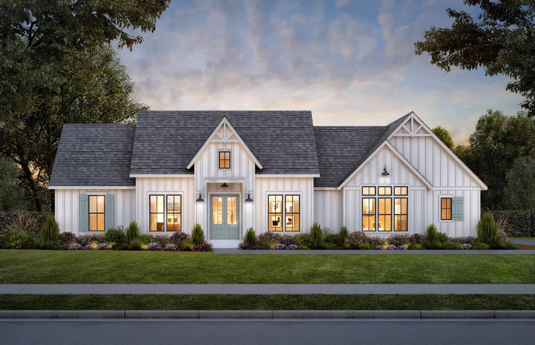 4-Bedroom, 2377 Sq Ft Farmhouse Home Plan - 206-1068 - Main Exterior