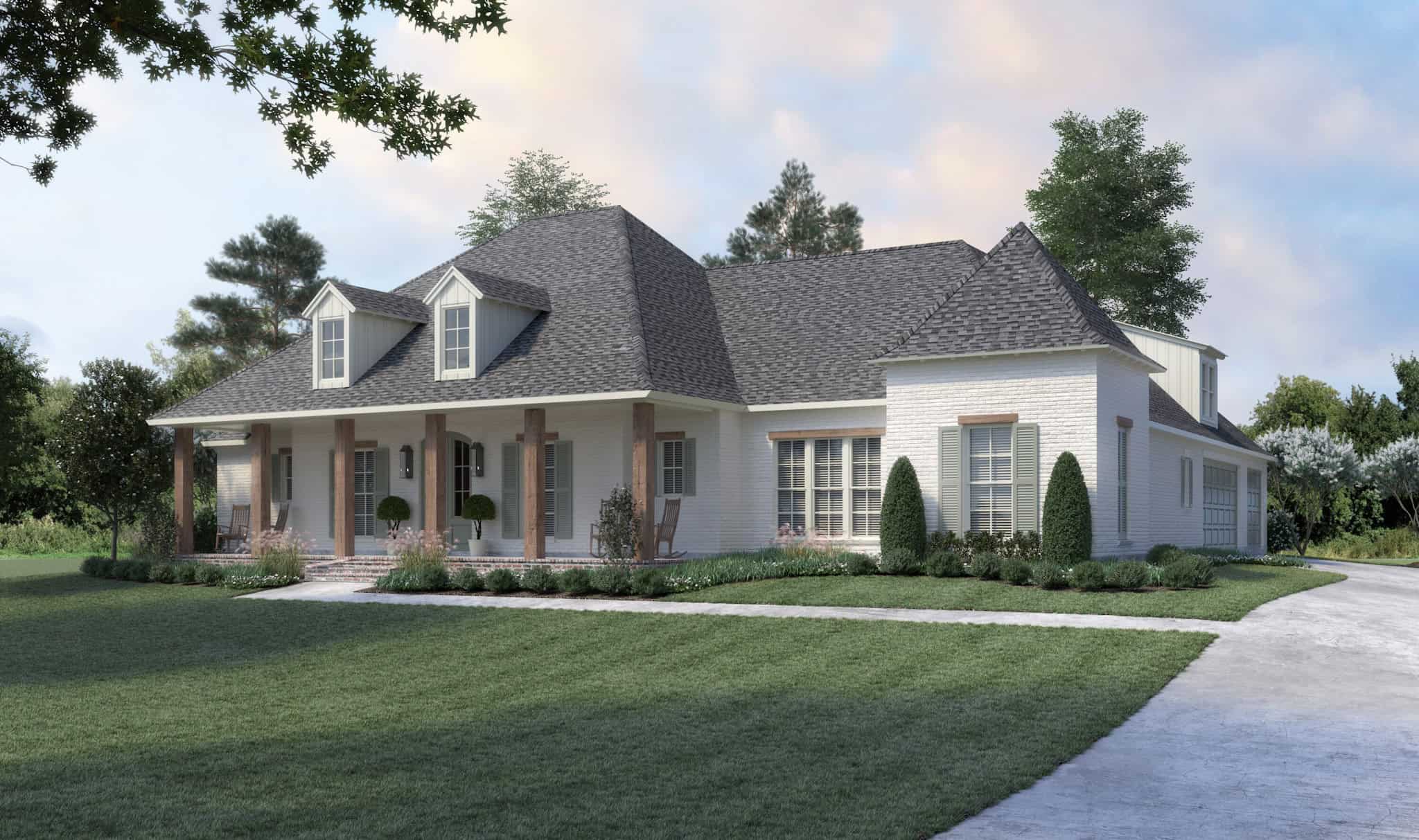 4-Bedroom, 2860 Sq Ft Farmhouse Home Plan - 206-1076 - Main Exterior