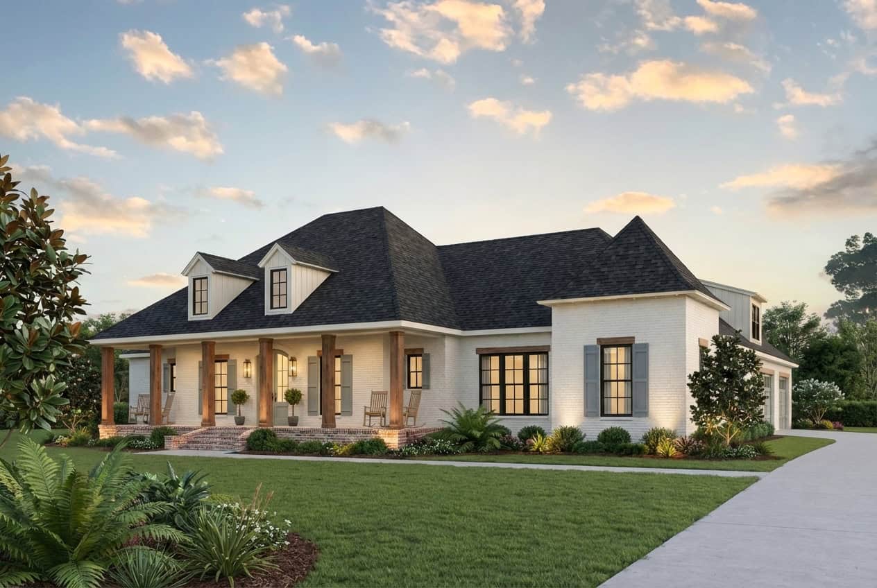 4-Bedroom, 2860 Sq Ft Farmhouse Home Plan - 206-1076 - Main Exterior