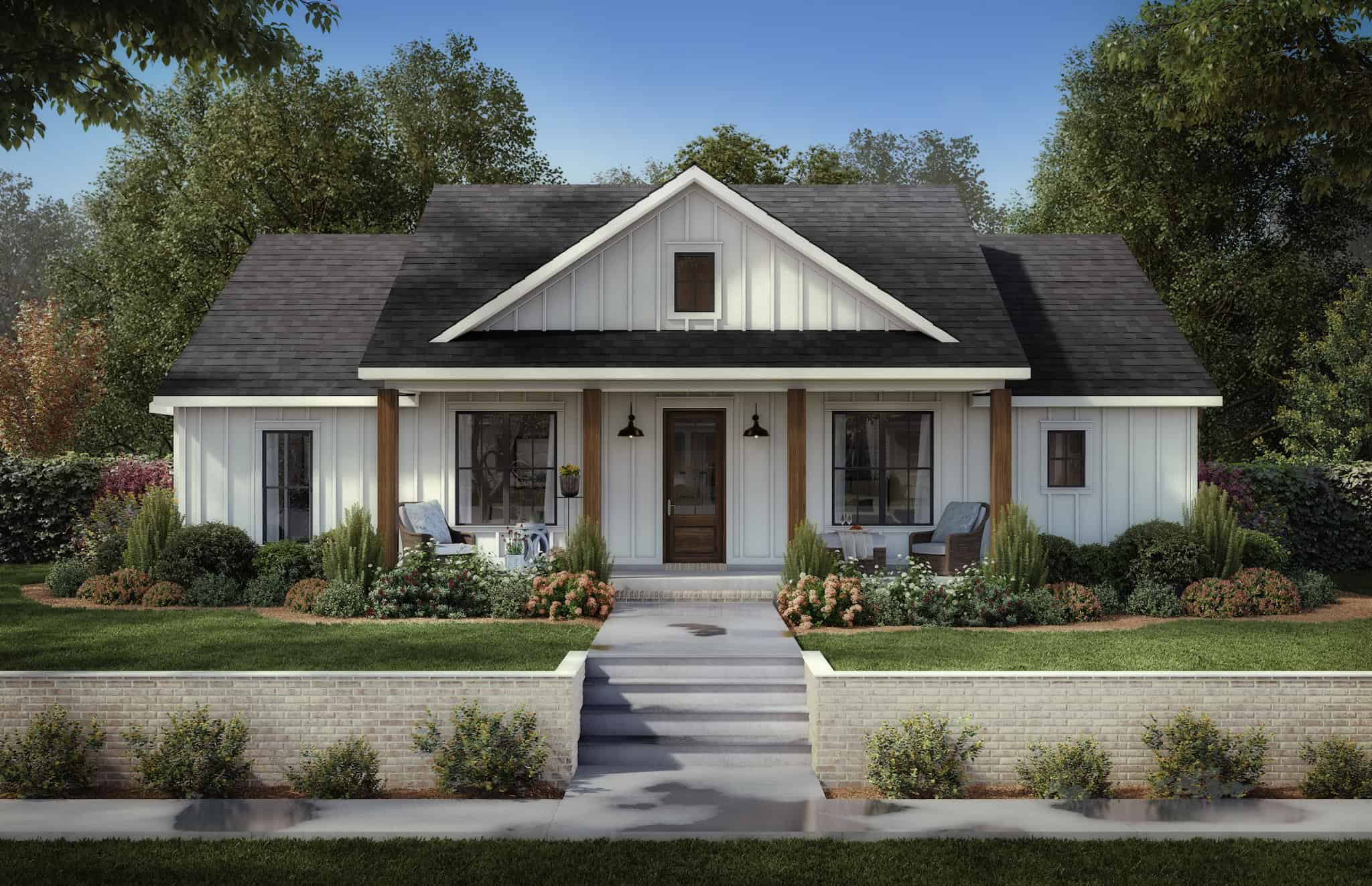Farmhouse Home Plan - 3 Bedrms, 2.5 Baths - 1591 Sq Ft - #206-1086
