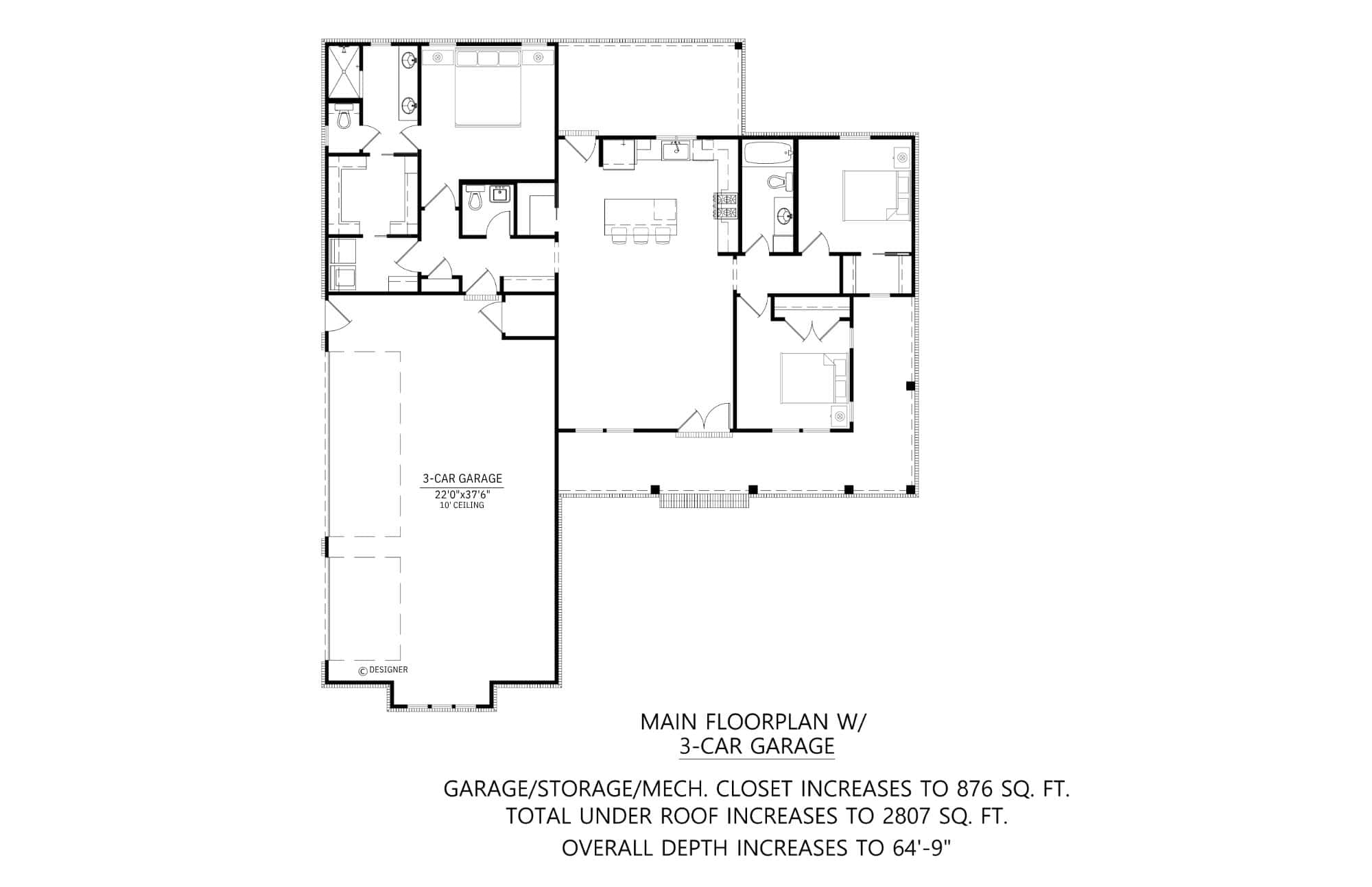3-Car Garage Option Layout