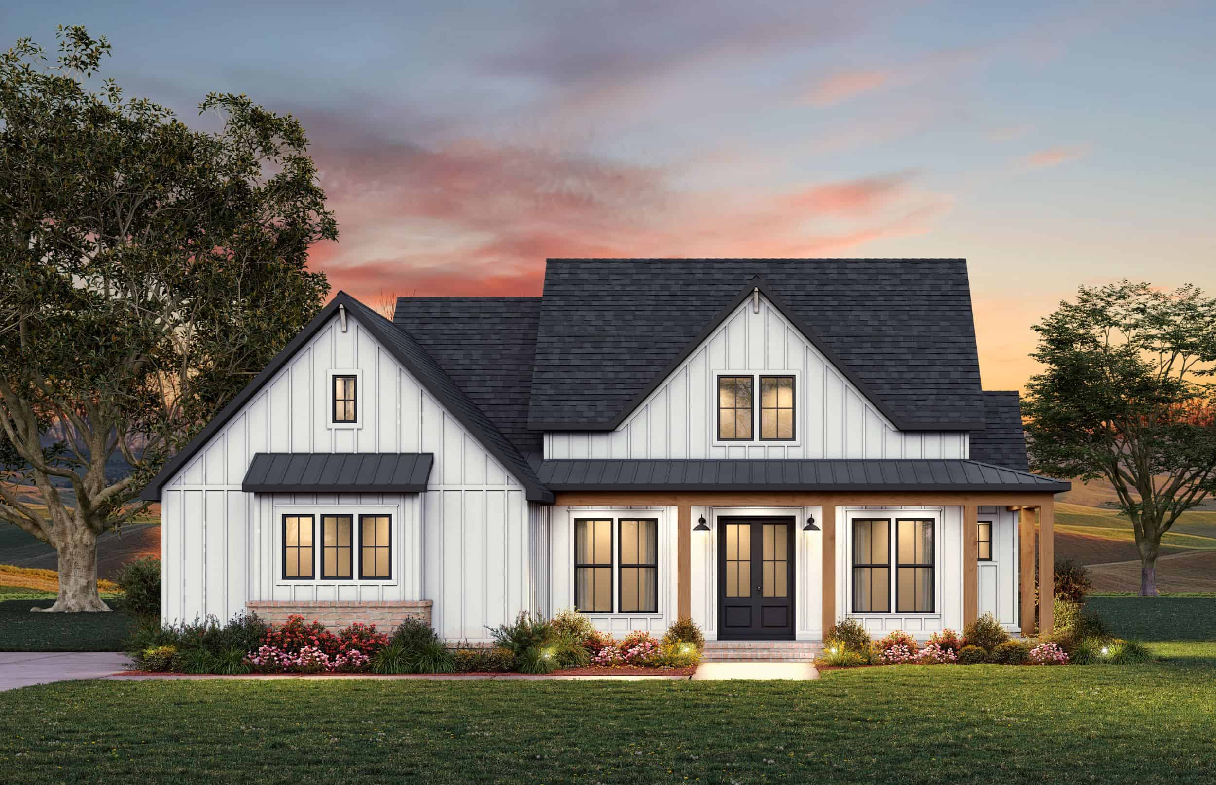 3-Bedroom, 1482 Sq Ft Modern Farmhouse House Plan - 206-1116 - Front Exterior
