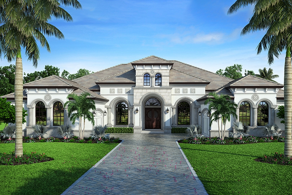 4-Bedroom, 4155 Sq Ft Mediterranean House Plan - 210-1001 - Front Exterior