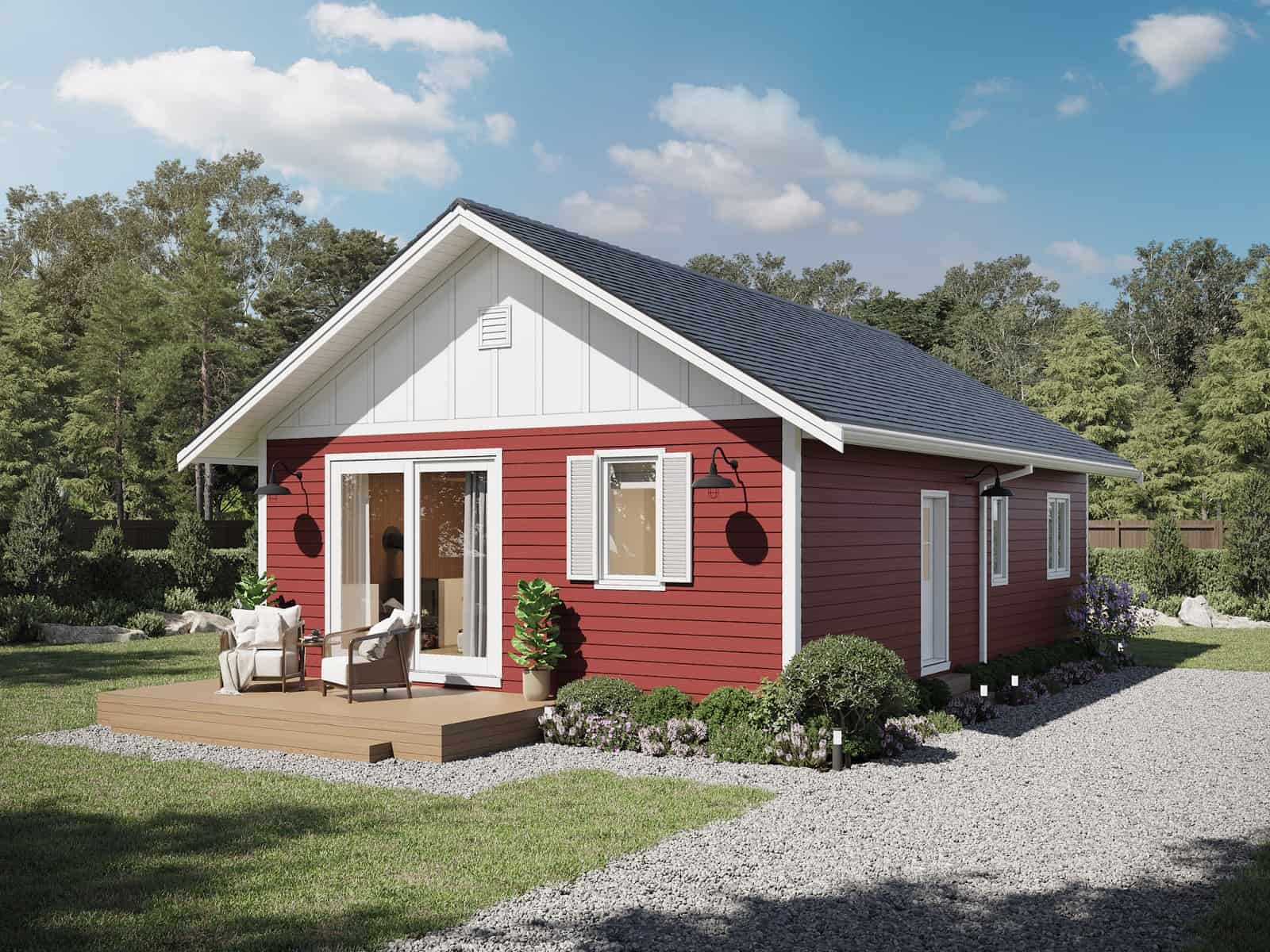 3-Bedroom, 900 Sq Ft Ranch Home Plan - 211-1014 - Main Exterior