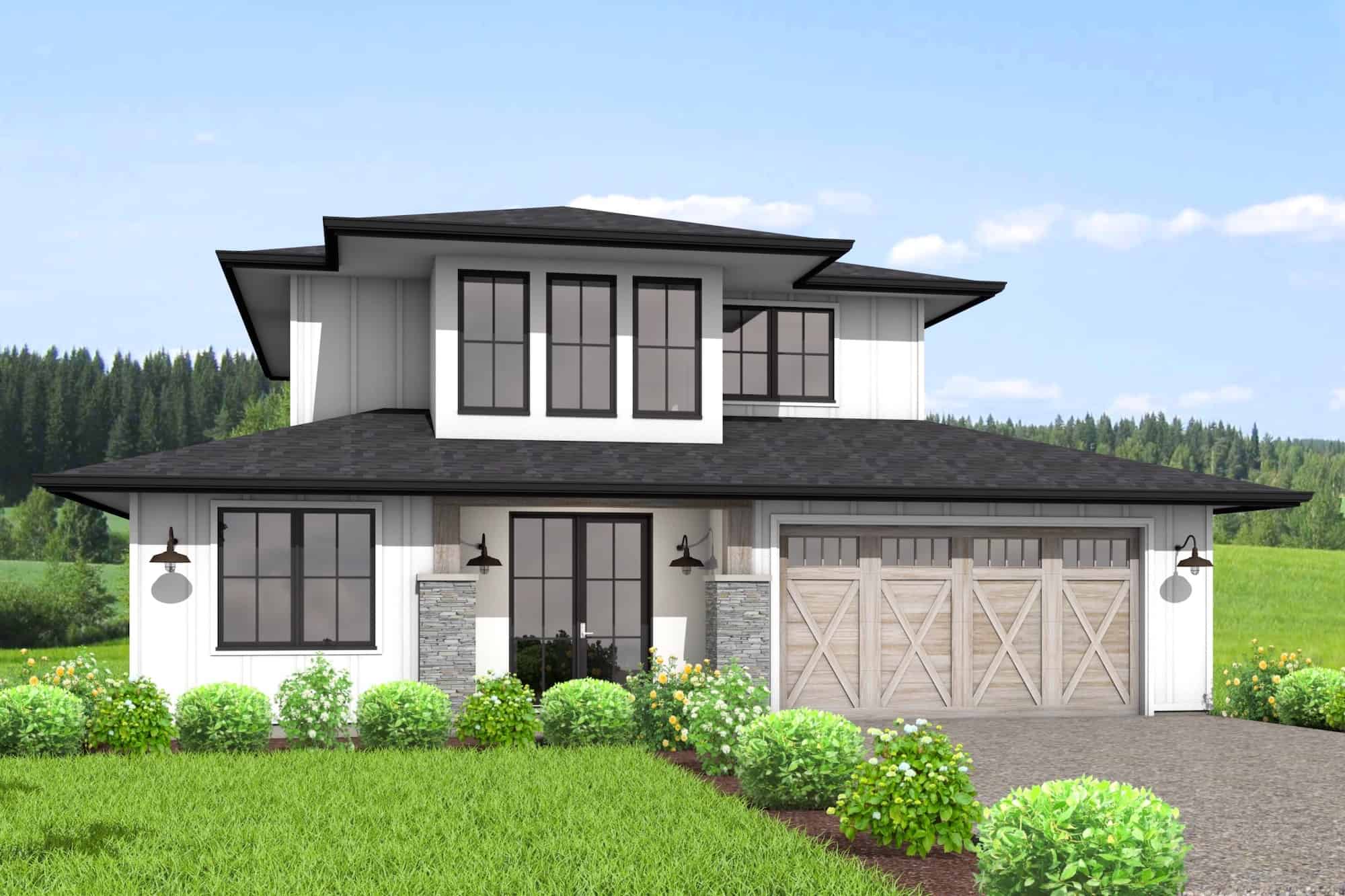 4-Bedroom, 2193 Sq Ft Contemporary Home Plan - 211-1060 - Main Exterior