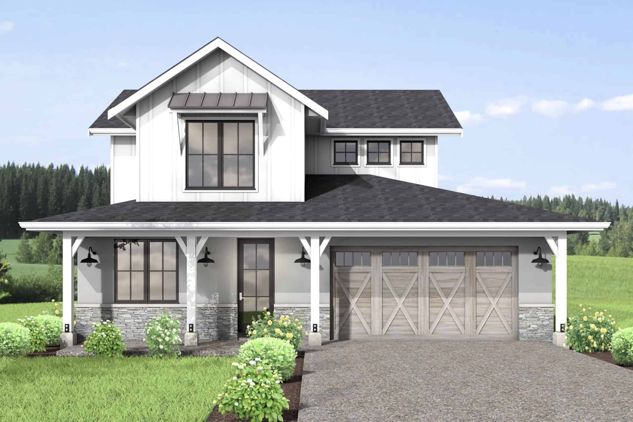 Modern Farmhouse Floor Plan - 4 Bedrms, 3 Baths - 2366 Sq Ft - #211-1081