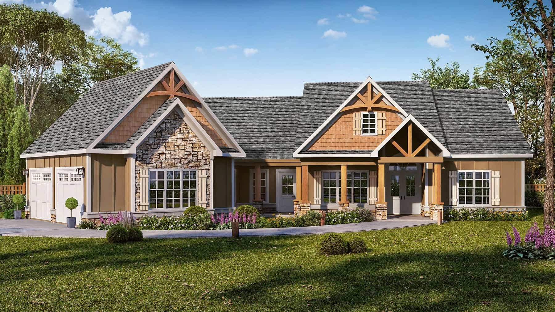 Craftsman House Plan - 3 Bedrms, 2 Baths - 2070 Sq Ft