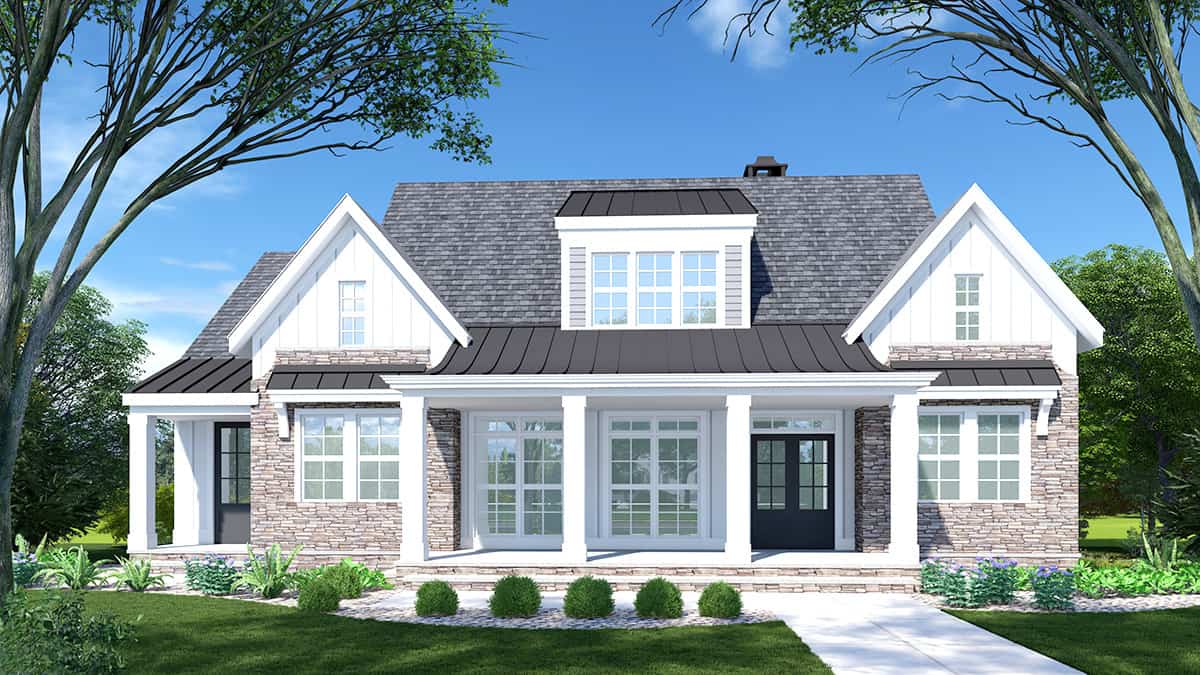 3-Bedroom, 2920 Sq Ft French House Plan - 225-1096 - Front Exterior