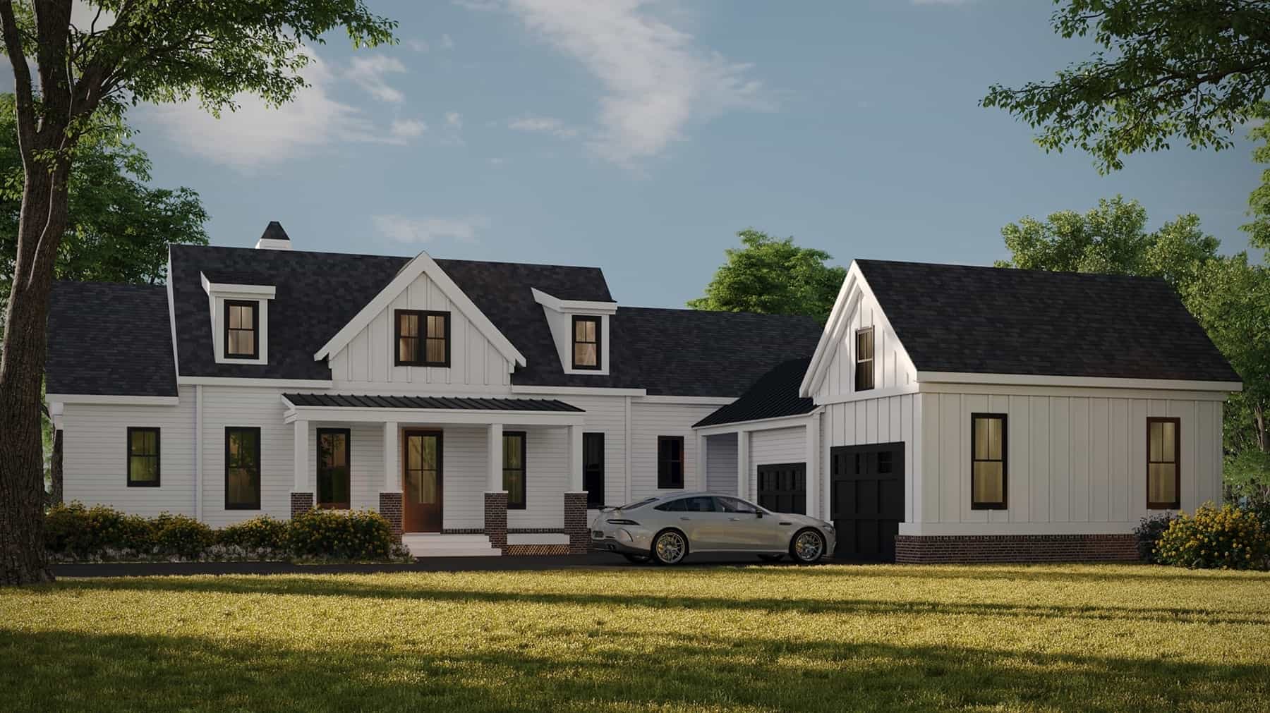 3-Bedroom, 2435 Sq Ft Modern Farmhouse Home Plan - 225-1113 - Main Exterior