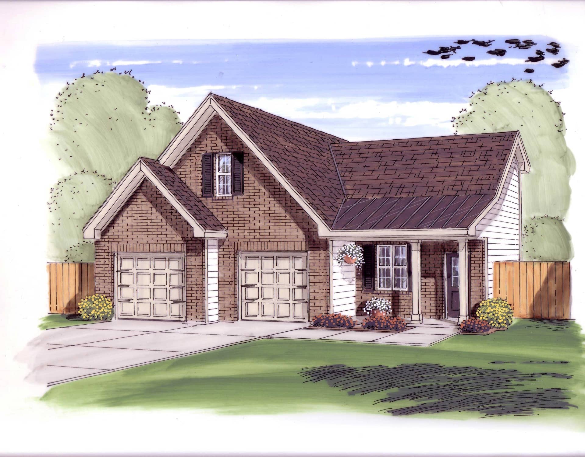 This is the front elevation for these Garage Plans.