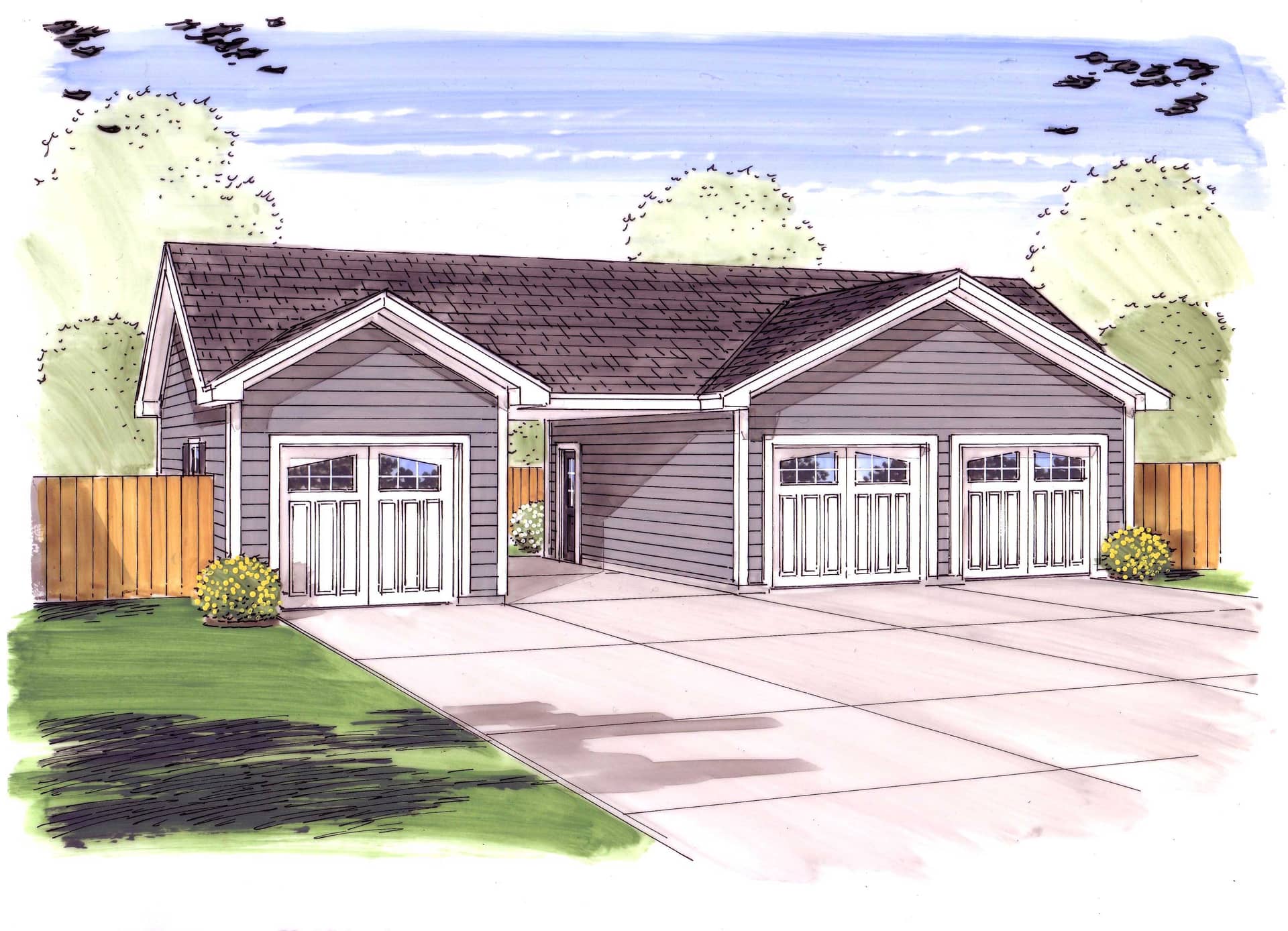 Front elevation of Garage home (ThePlanCollection: House Plan #100-1047)