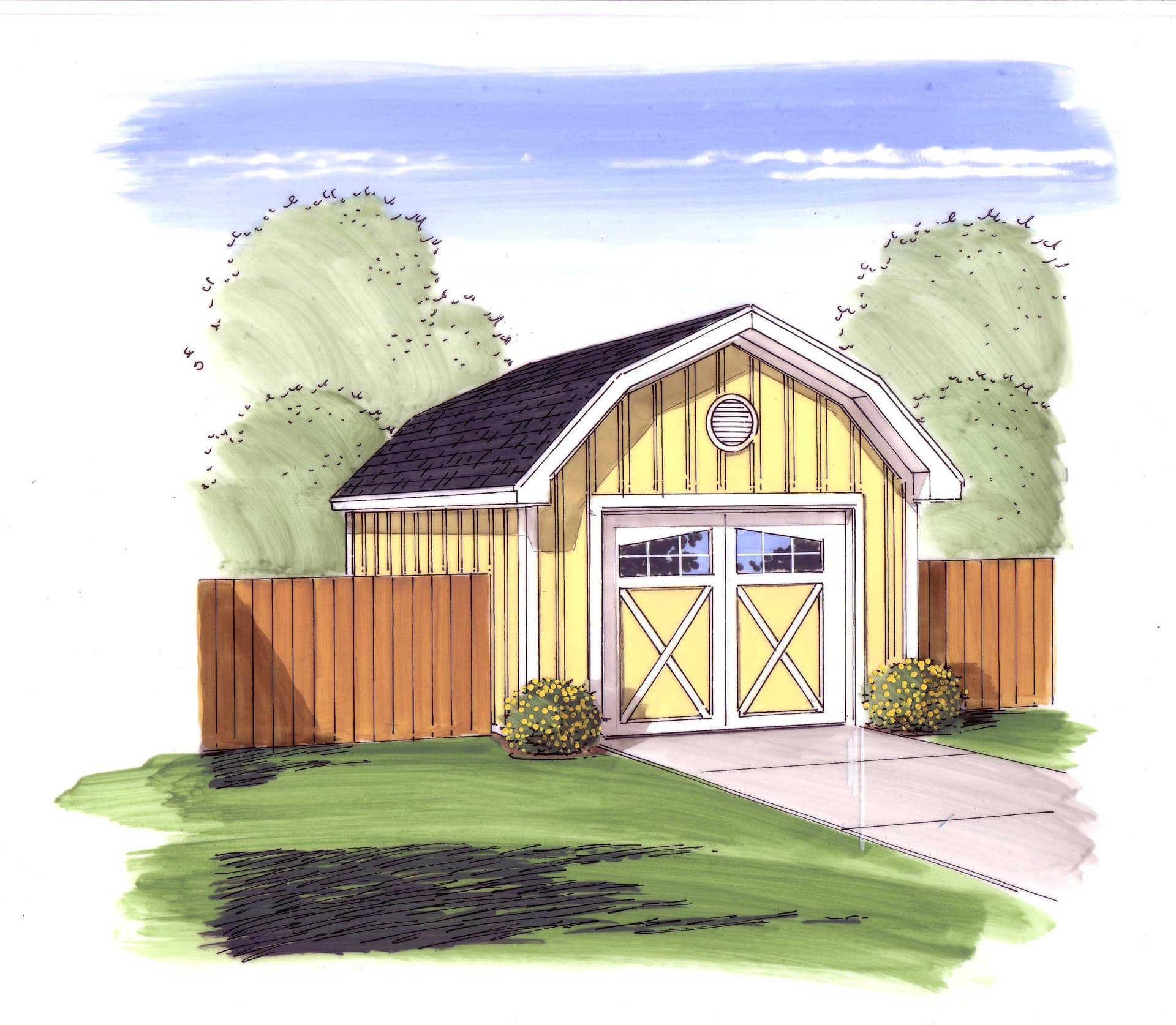This is the front elevation for these garage plans.