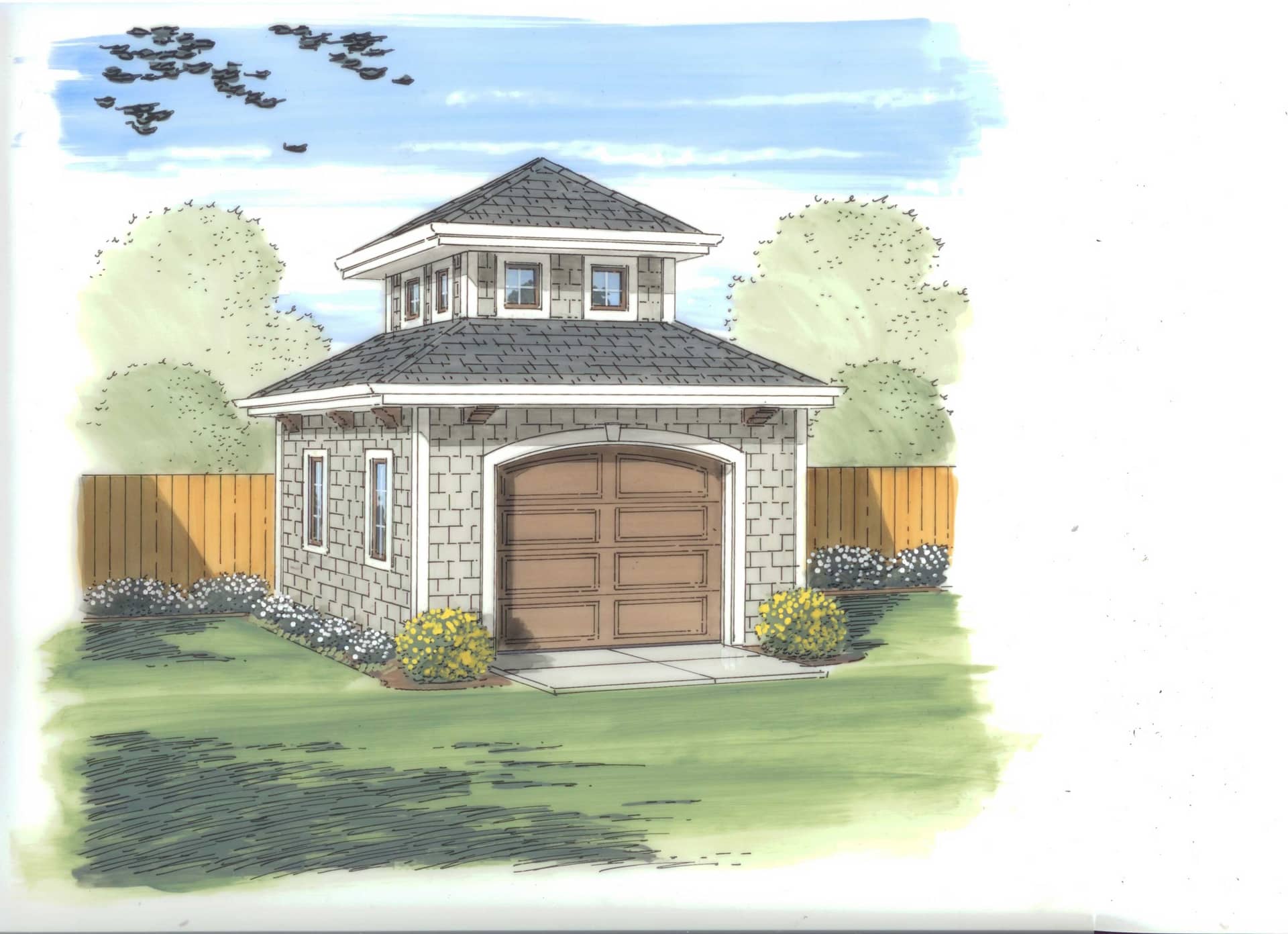 This is the front elevation of these garden shed blueprints.