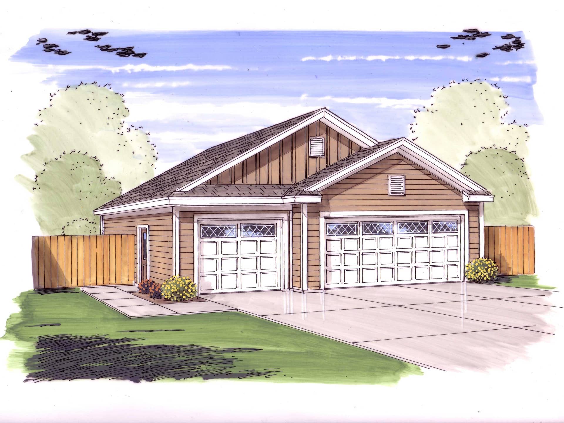 This is the front elevation of these garage plans.